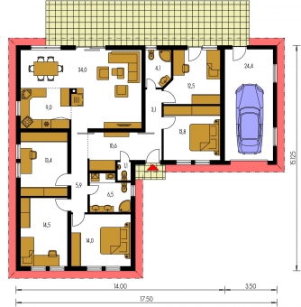 Floor plan of ground floor - BUNGALOW 107